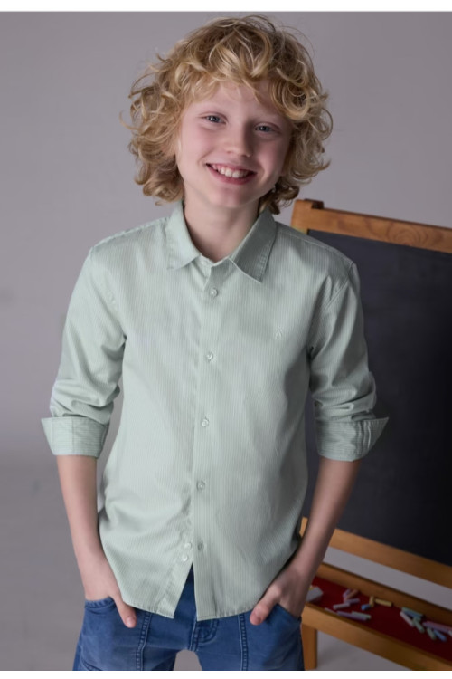 Camisa Rayas M/L Verde