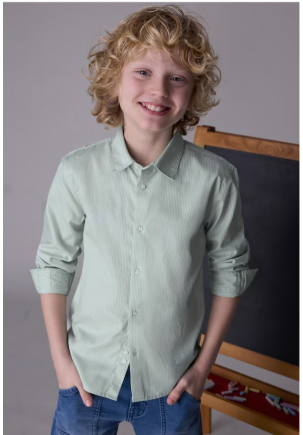 Camisa Rayas M/L Verde