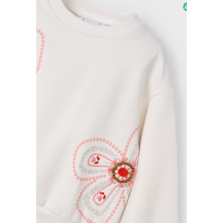 Sudadera Flores Hueso