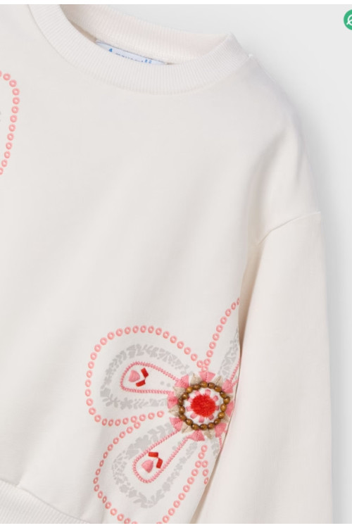 Sudadera Flores Hueso