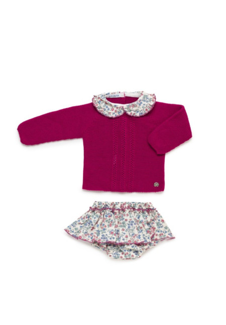 Conjunto 2p Fucsia Florecitas