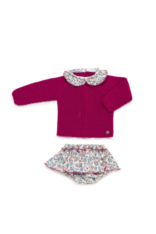 Conjunto 2p Fucsia Florecitas