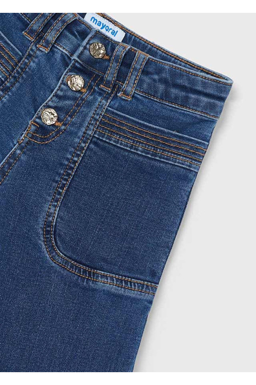 Pantalón Vaquero Cropped Azul Medio