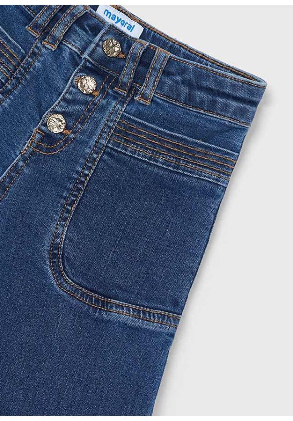 Pantalón Vaquero Cropped Azul Medio