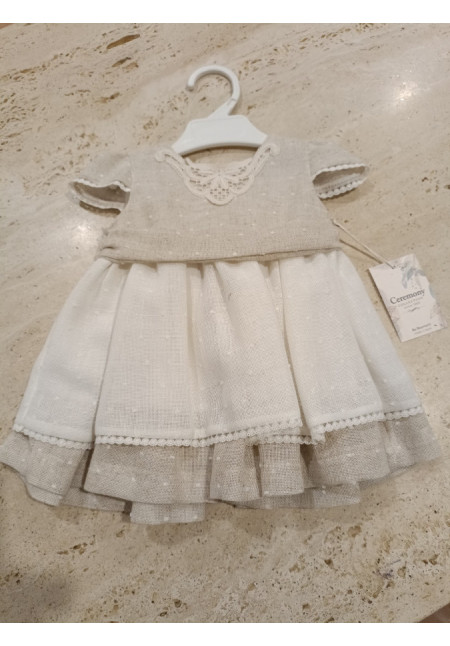 Vestido Ceremonia Tostado/Blanco