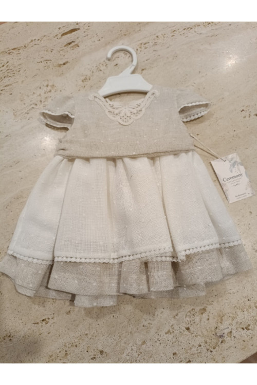 Vestido Ceremonia Tostado/Blanco