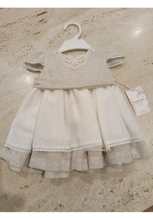 Vestido Ceremonia Tostado/Blanco