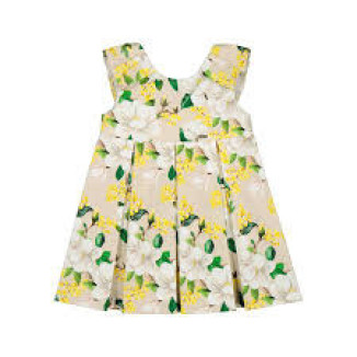 Vestido Ceremonia Estampado Beige