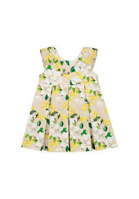 Vestido Ceremonia Estampado Beige