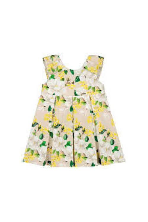 Vestido Ceremonia Estampado Beige