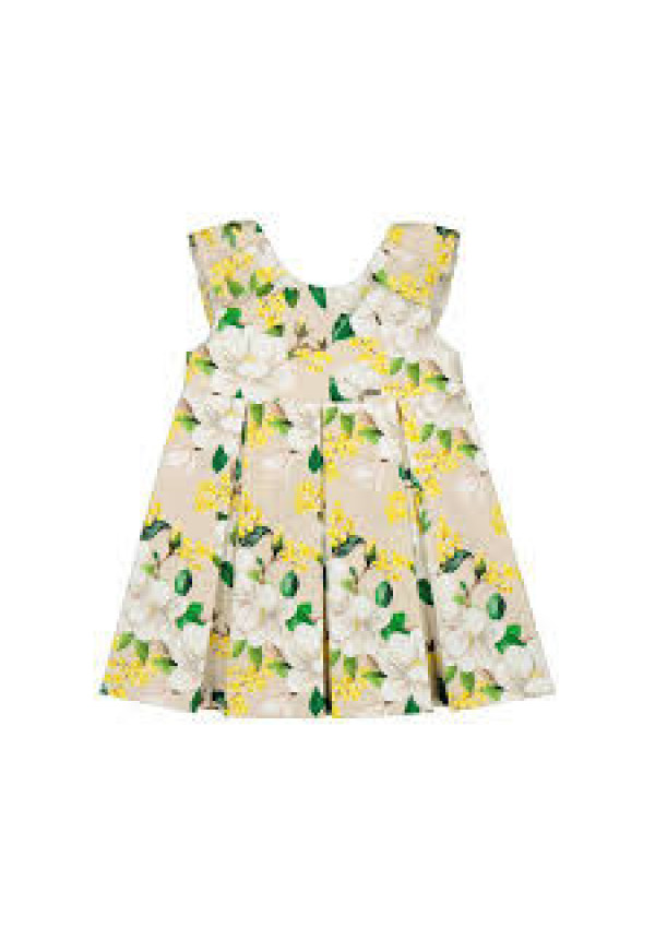 Vestido Ceremonia Estampado Beige
