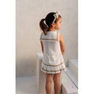 Vestido Lino Blanco/Tostado