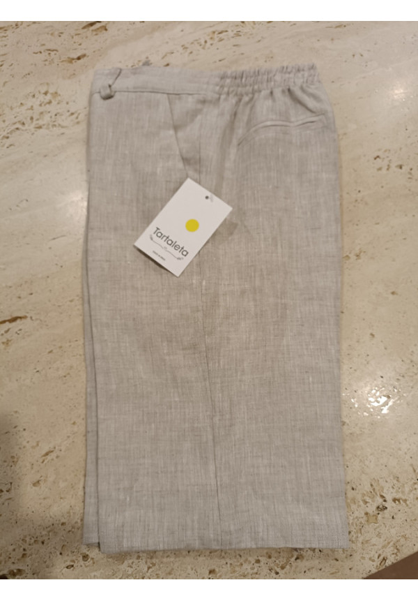 Pantalón Corto Vestir Lino Tostado