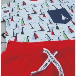 Conjunto 2p Barcos Rojo