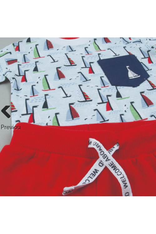 Conjunto 2p Barcos Rojo