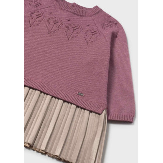 Vestido Combinado Tricot Rosado