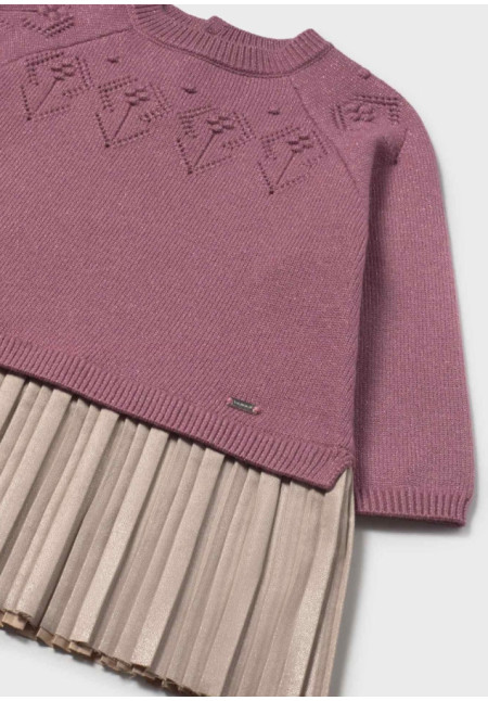 Vestido Combinado Tricot Rosado