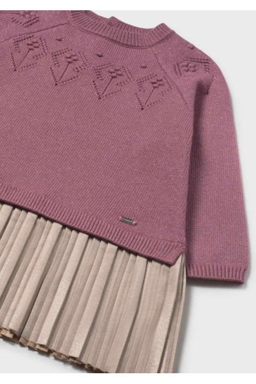 Vestido Combinado Tricot Rosado