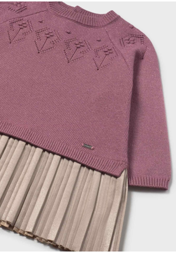 Vestido Combinado Tricot Rosado