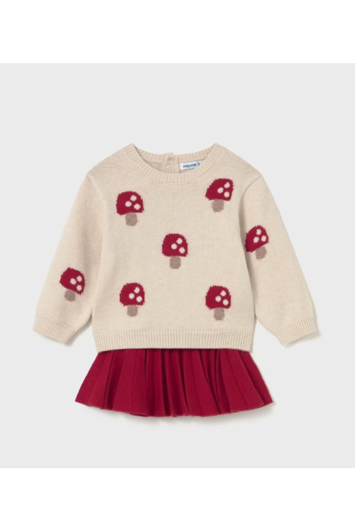 Conjunto 2p Rojo Setas