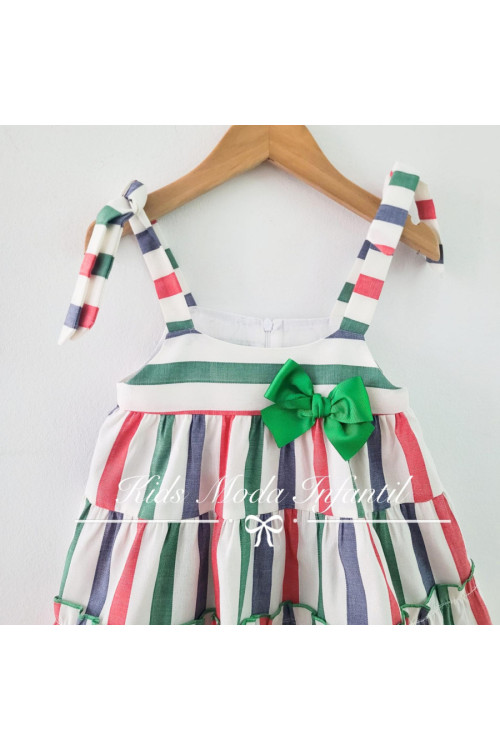 Vestido Rayas Verde/Rojo