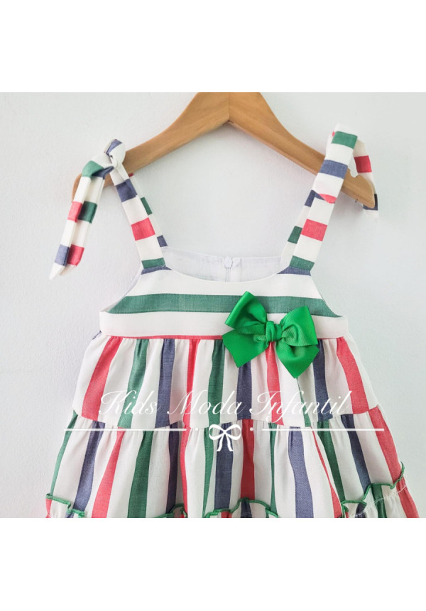 Vestido Rayas Verde/Rojo