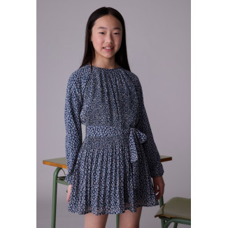 Vestido Plisado Estampado Petroleo