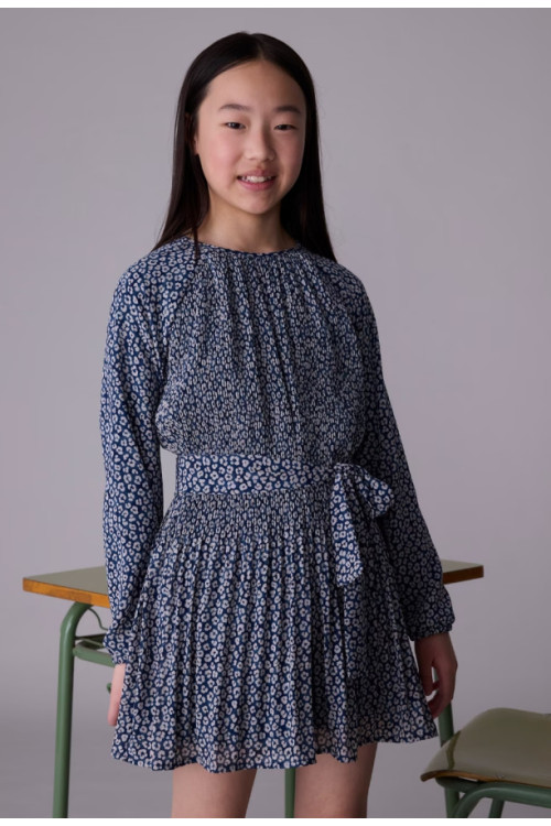 Vestido Plisado Estampado Petroleo