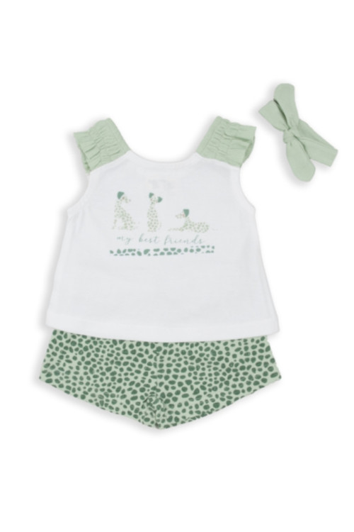 Conjunto 2p + Cinta Pelo Perros Verde Agua