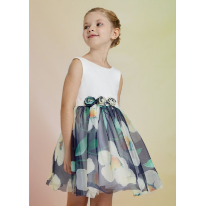 Vestido Estampado Flores Tul