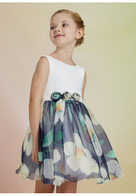 Vestido Estampado Flores Tul