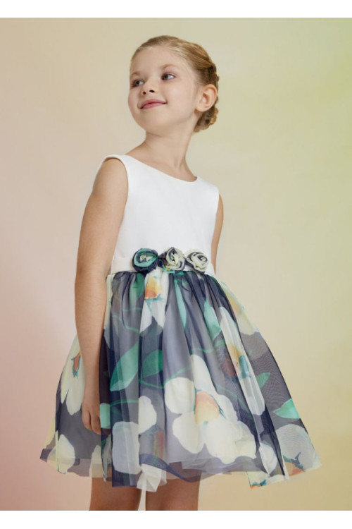 Vestido Estampado Flores Tul