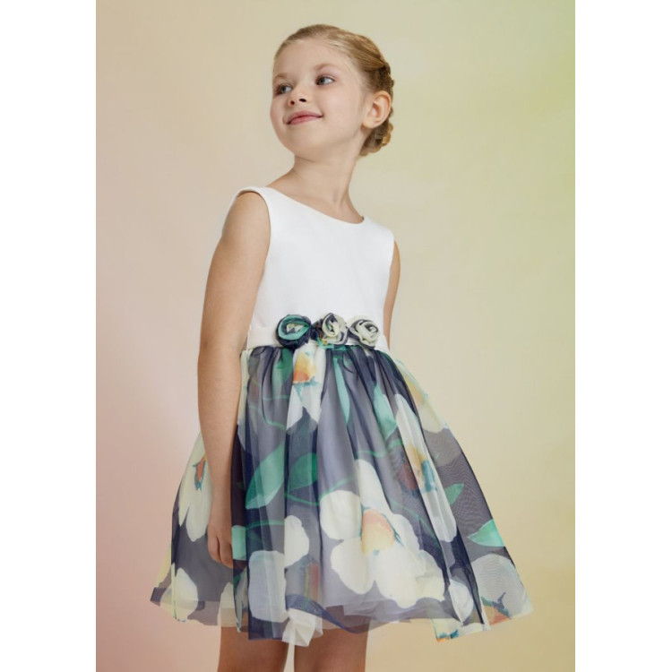 Vestido Estampado Flores Tul