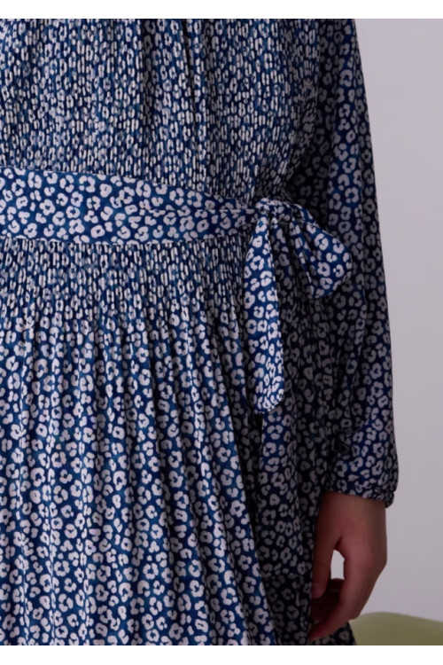 Vestido Plisado Estampado Petroleo