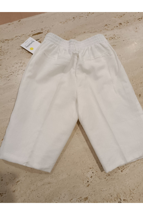 Pantalón Corto Vestir Lino Blanco