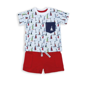 Conjunto 2p Barcos Rojo