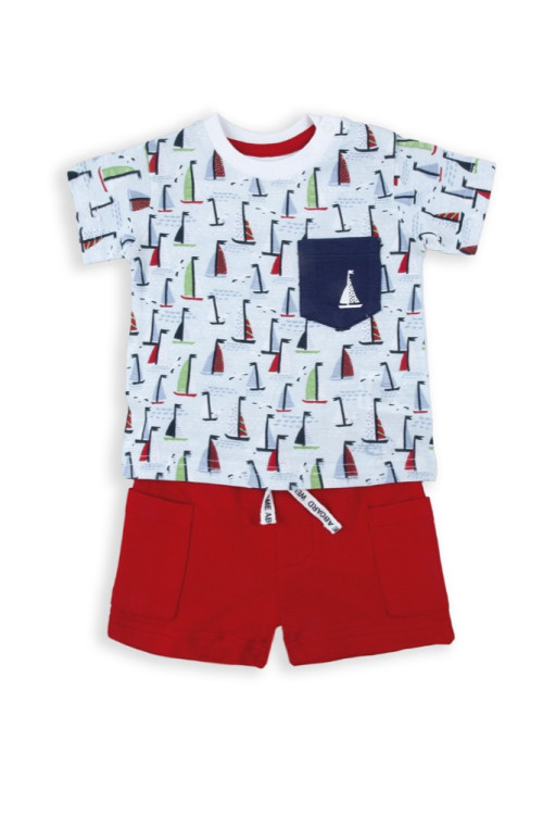 Conjunto 2p Barcos Rojo