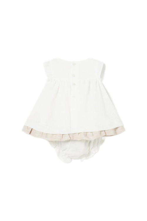 Vestido 2p Crudo Lazos