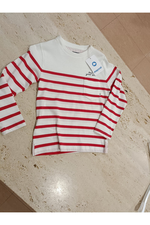 Camiseta Rayas Blanco/Rojo