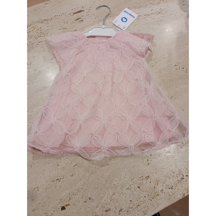 Vestido Tul Flores Rosa