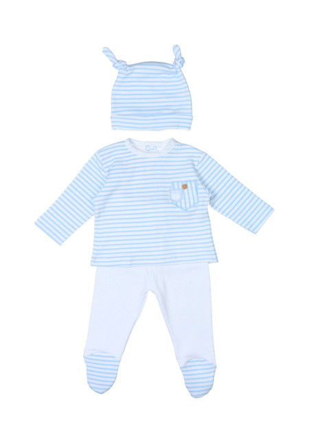 Conjunto Primera Puesta Azul Rayas