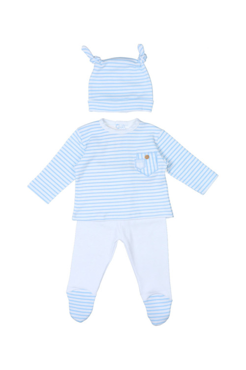 Conjunto Primera Puesta Azul Rayas
