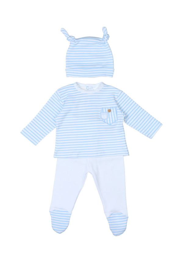 Conjunto Primera Puesta Azul Rayas
