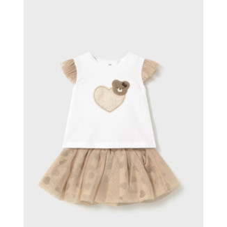 Conjunto 2p Tul Corazones Tapioca