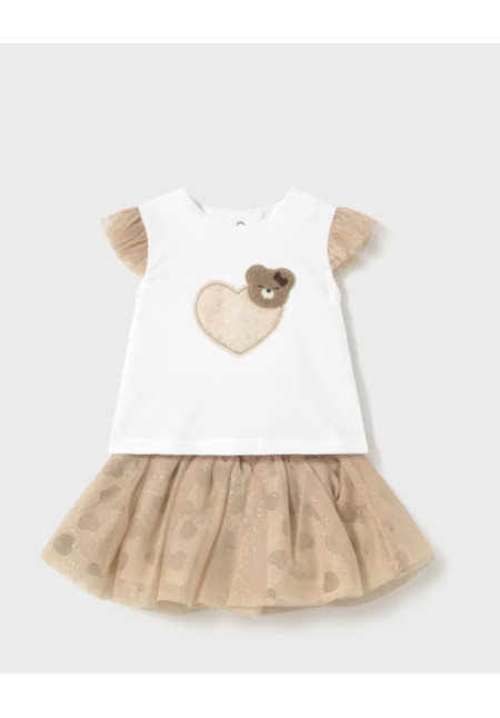 Conjunto 2p Tul Corazones Tapioca