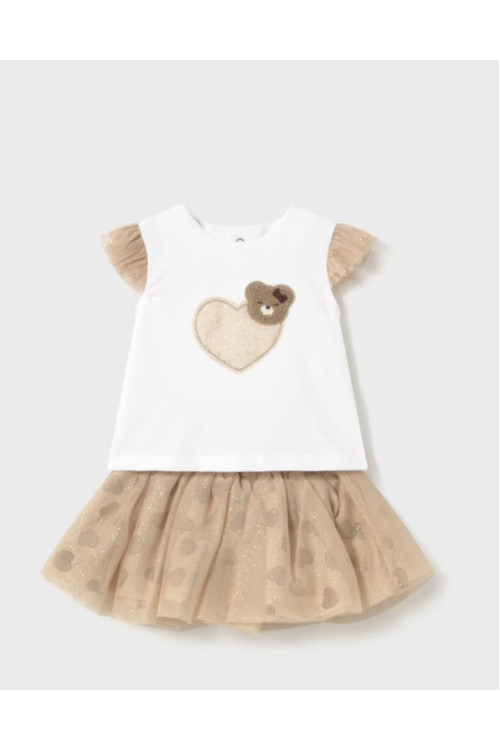 Conjunto 2p Tul Corazones Tapioca