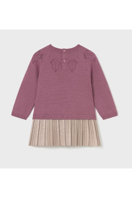Vestido Combinado Tricot Rosado