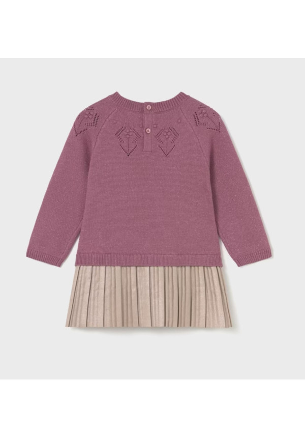Vestido Combinado Tricot Rosado