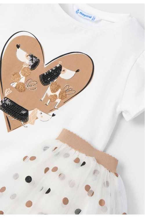 Conjunto 2p Tul Perros Crudo