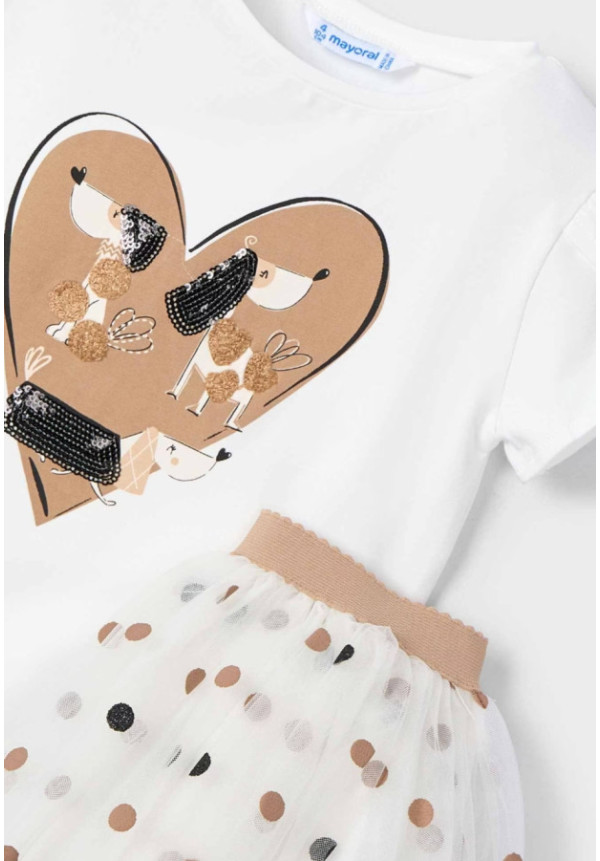 Conjunto 2p Tul Perros Crudo